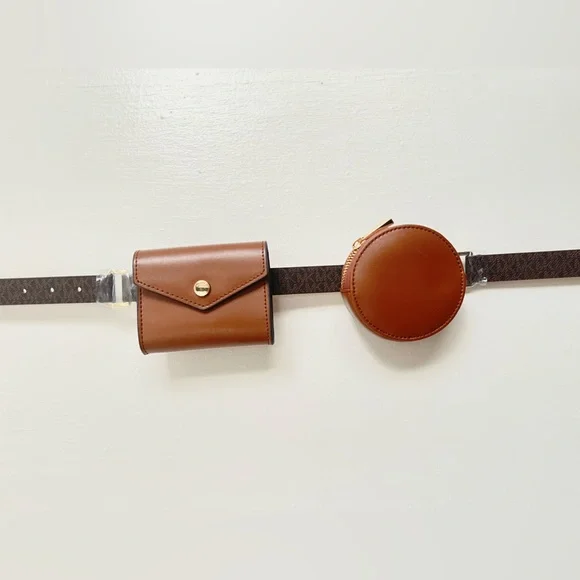 Michael Kors Brown Leather Double Pouch Belt $_57.JPG?set_id=880000500F main image 4